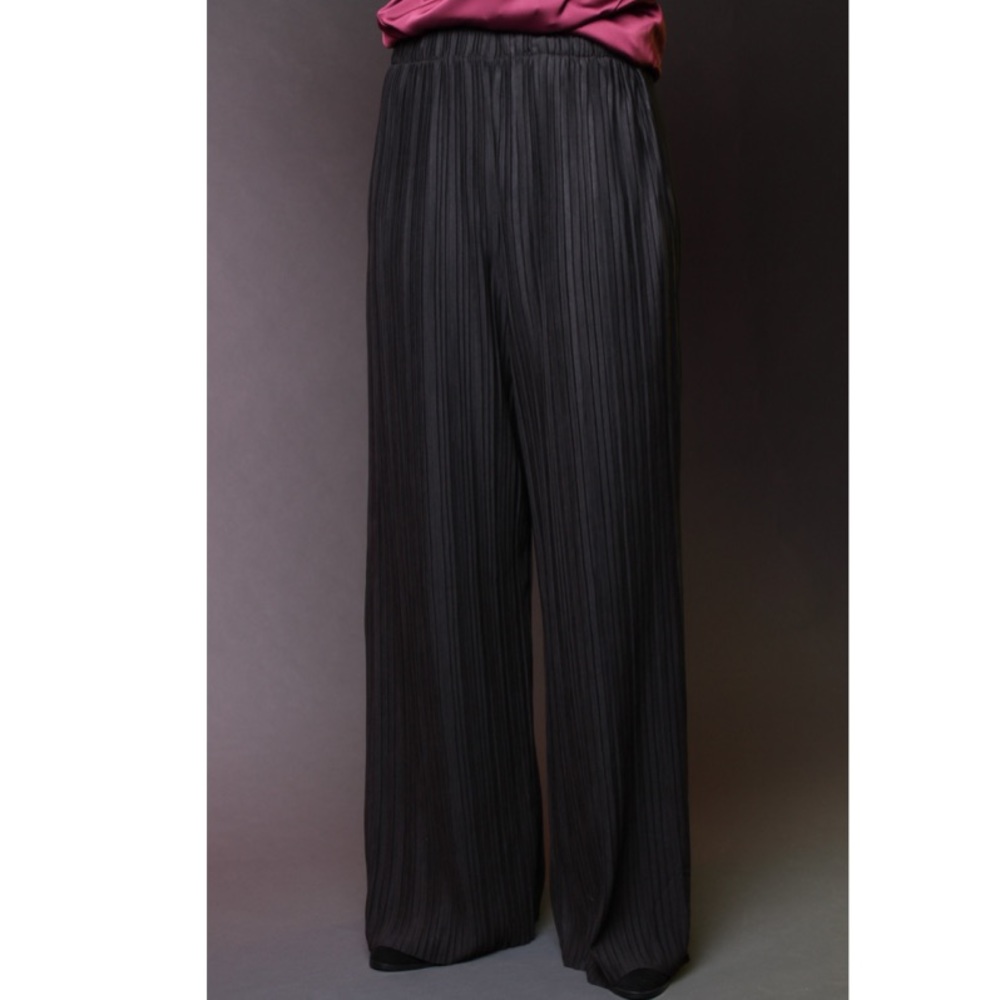 She + Sky Pleated Black Wide Leg Pants